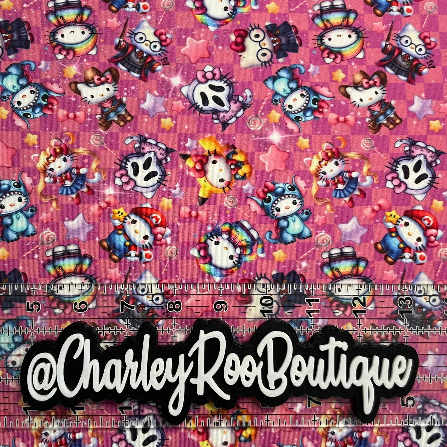 Exclusive, 9x14 Tumbler Cut, Custom Fabric, CottonSpandex, High Quality, Tumbler Cut, Halloween, Hello Kitty Pink, Costumes