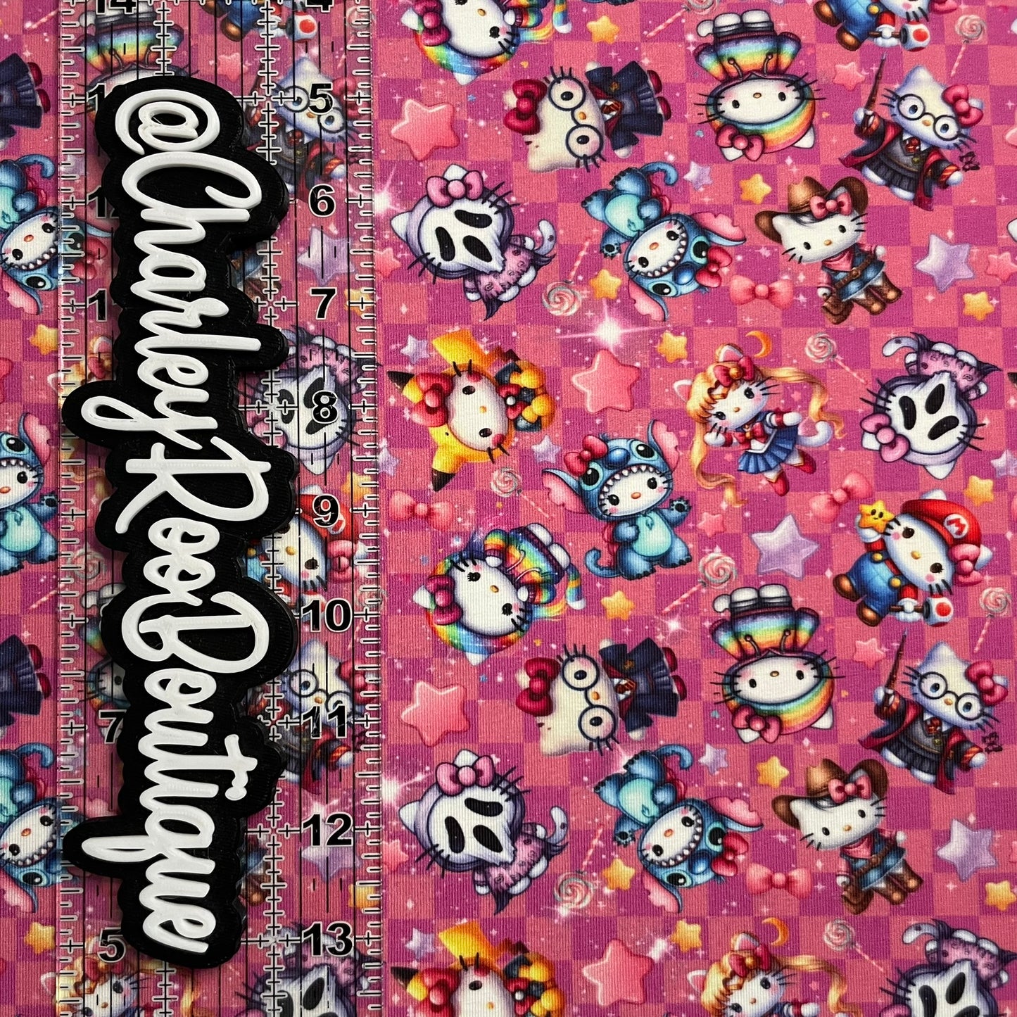 Exclusive, 9x14 Tumbler Cut, Custom Fabric, CottonSpandex, High Quality, Tumbler Cut, Halloween, Hello Kitty Pink, Costumes