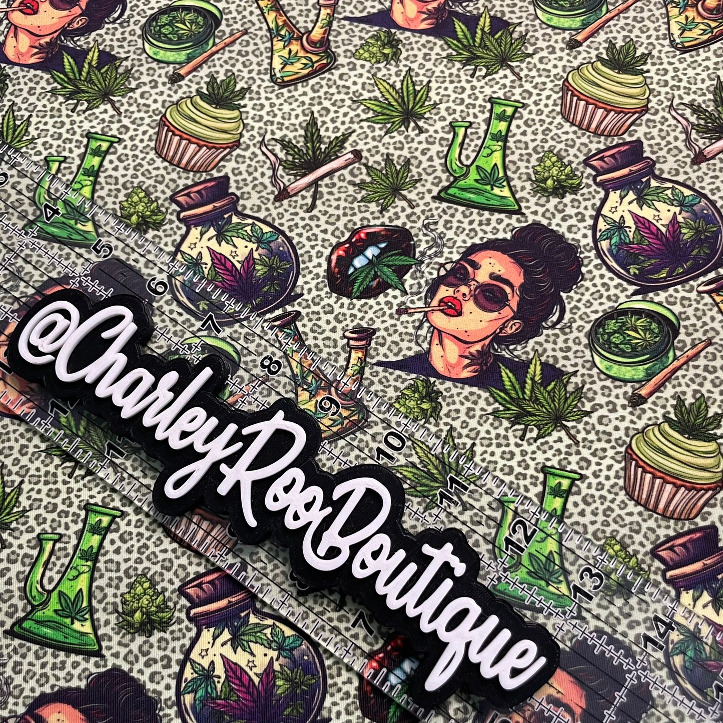 Exclusive, 9x14 Tumbler Cut, Custom Fabric, CottonSpandex, High Quality, Tumbler Cut, Weed, 420, Witchy Woman, Green Leopard