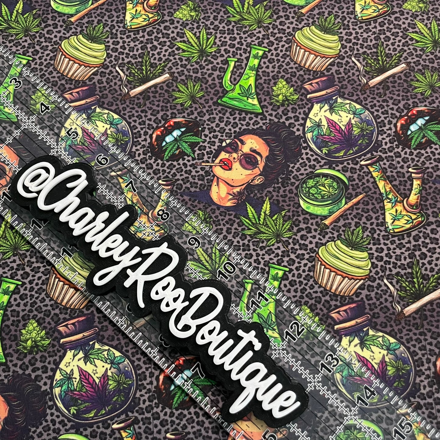 Exclusive, 9x14 Tumbler Cut, Custom Fabric, CottonSpandex, High Quality, Tumbler Cut, Weed, 420, Witchy Woman, Grey Leopard