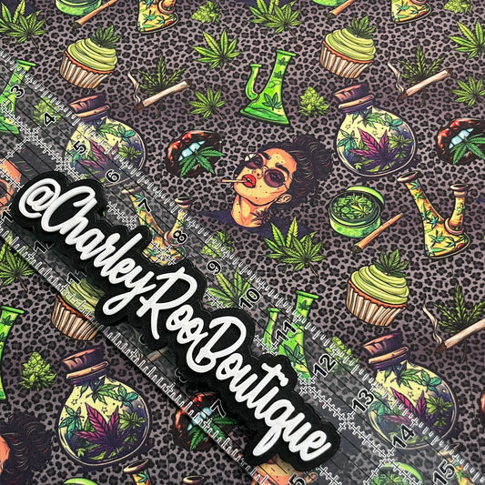 Exclusive, 9x14 Tumbler Cut, Custom Fabric, CottonSpandex, High Quality, Tumbler Cut, Weed, 420, Witchy Woman, Grey Leopard