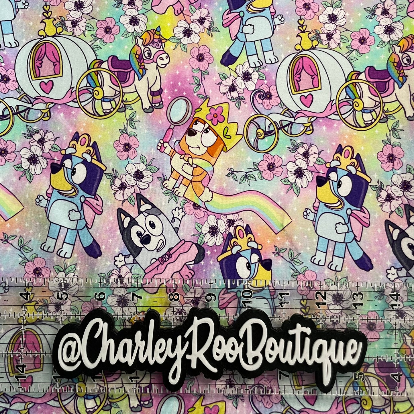 9x14 Tumbler Cut, Custom Fabric, CottonSpandex, High Quality, Tumbler Fabric, Bluey, Princess Fairytale