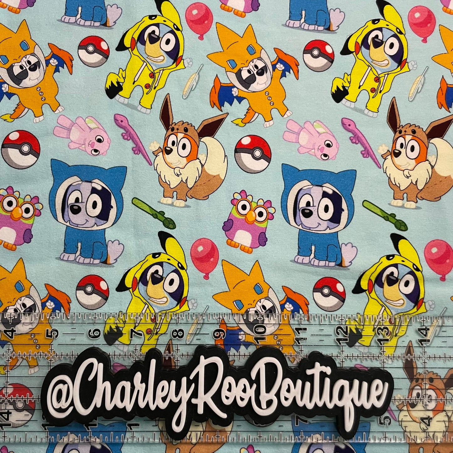 9x14 Tumbler Cut, Custom Fabric, CottonSpandex, High Quality, Tumbler Fabric, Bluey, Poke Dress Up