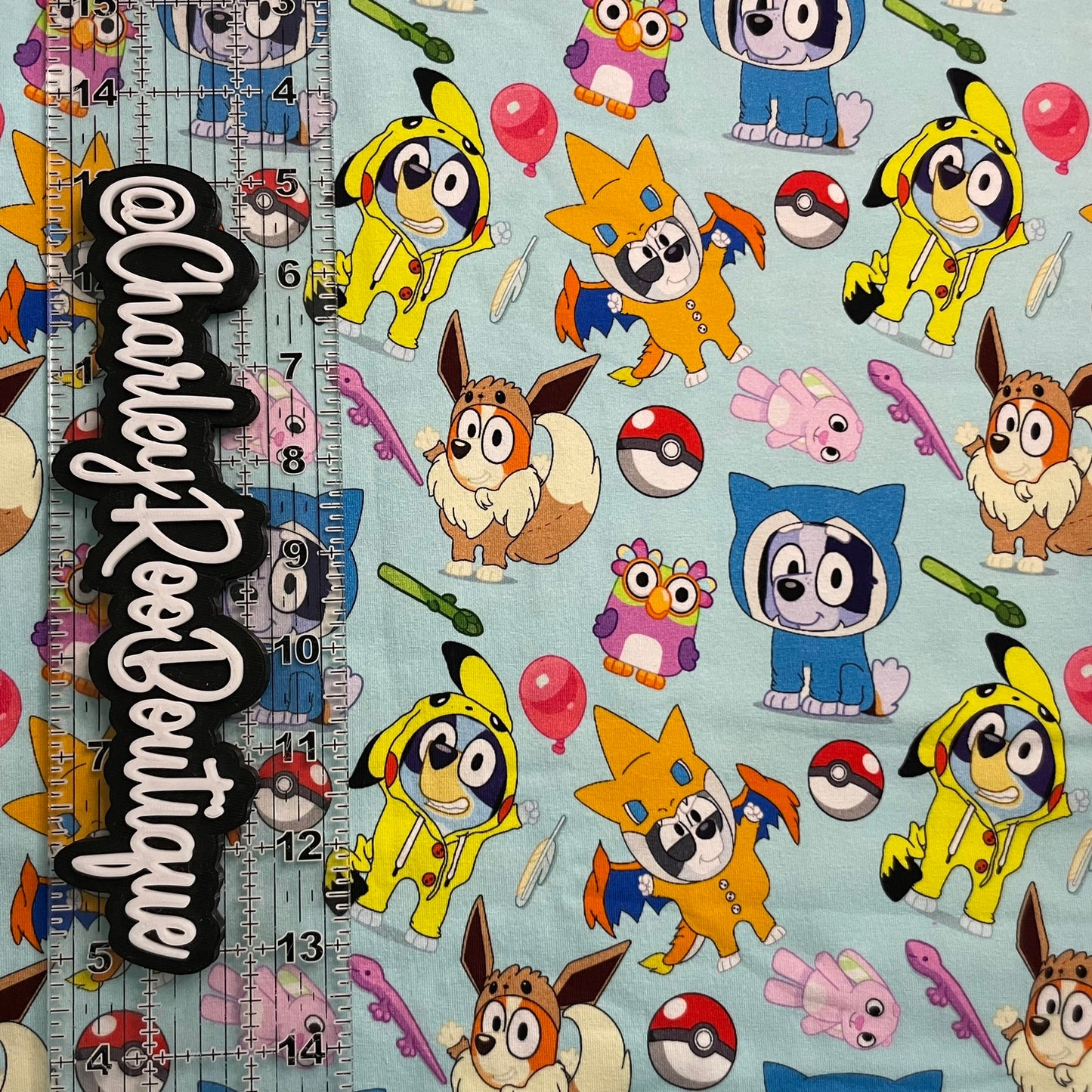 9x14 Tumbler Cut, Custom Fabric, CottonSpandex, High Quality, Tumbler Fabric, Bluey, Poke Dress Up