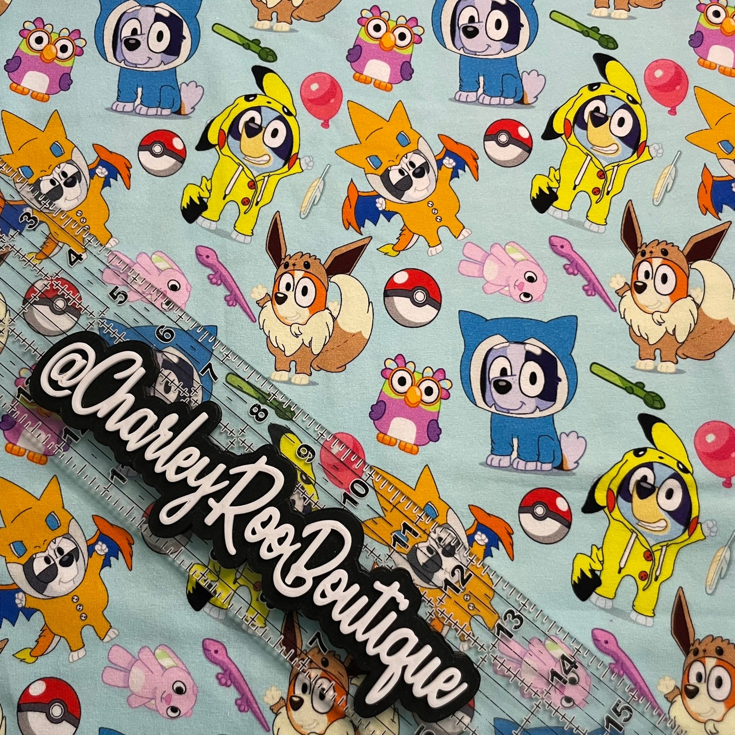 9x14 Tumbler Cut, Custom Fabric, CottonSpandex, High Quality, Tumbler Fabric, Bluey, Poke Dress Up