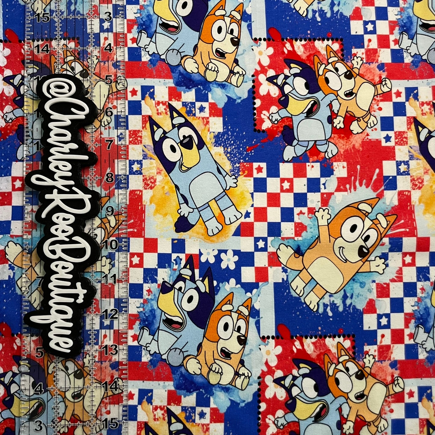 9x14 Tumbler Cut, Custom Fabric, CottonSpandex, High Quality, Tumbler Fabric, Bluey, Patriotic