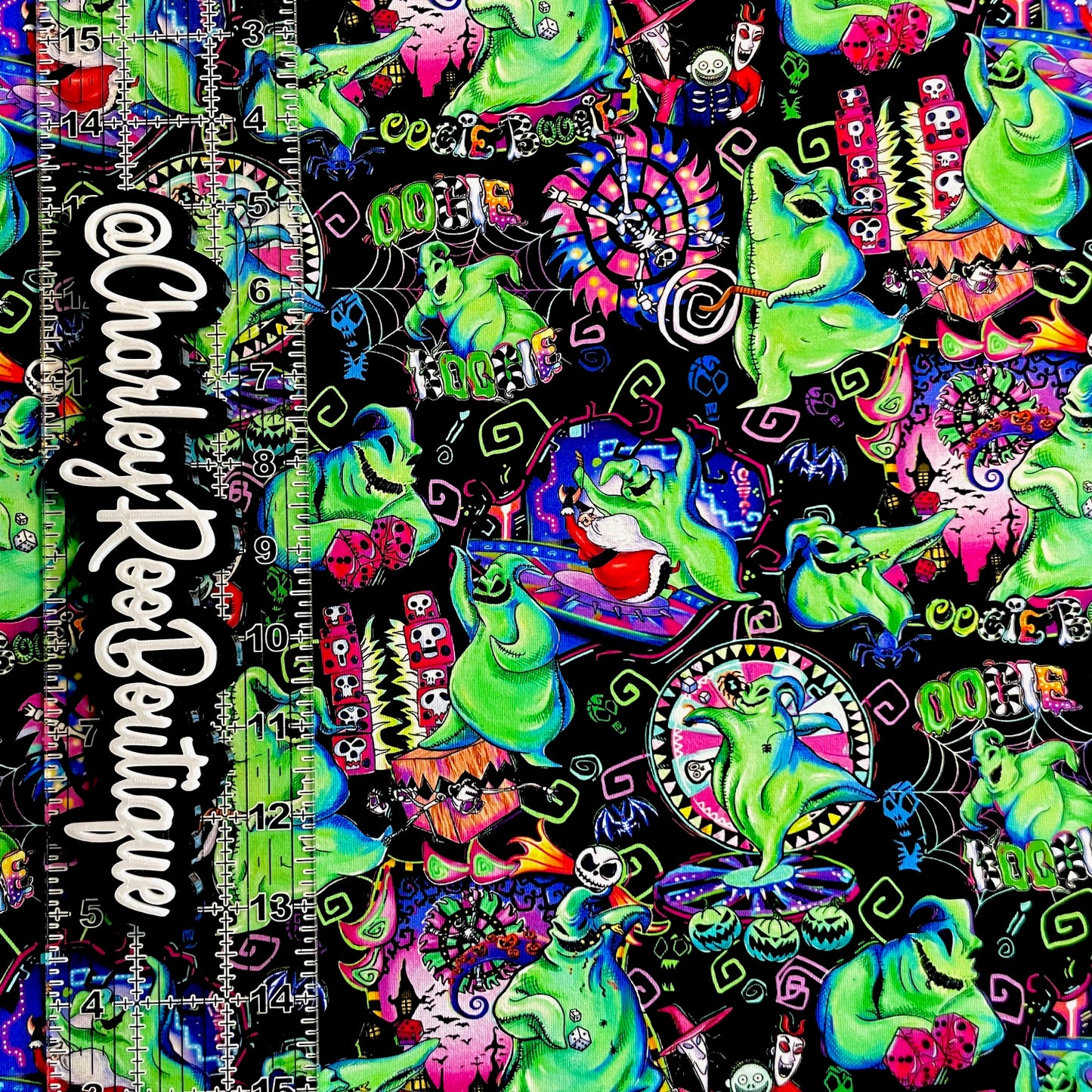 9x14 Tumbler Cut, Custom Fabric, CottonSpandex, High Quality, Tumbler Fabric, NBC, Boogeyman Black