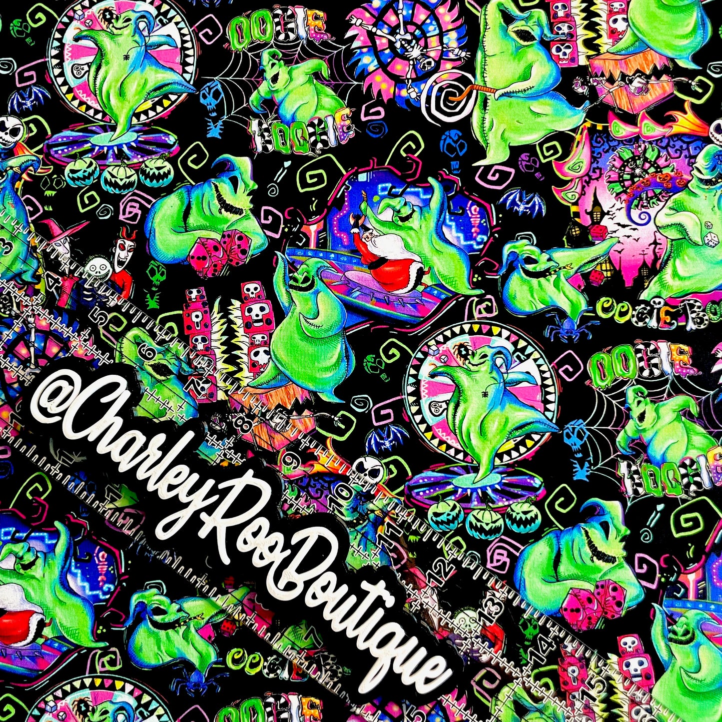 9x14 Tumbler Cut, Custom Fabric, CottonSpandex, High Quality, Tumbler Fabric, NBC, Boogeyman Black