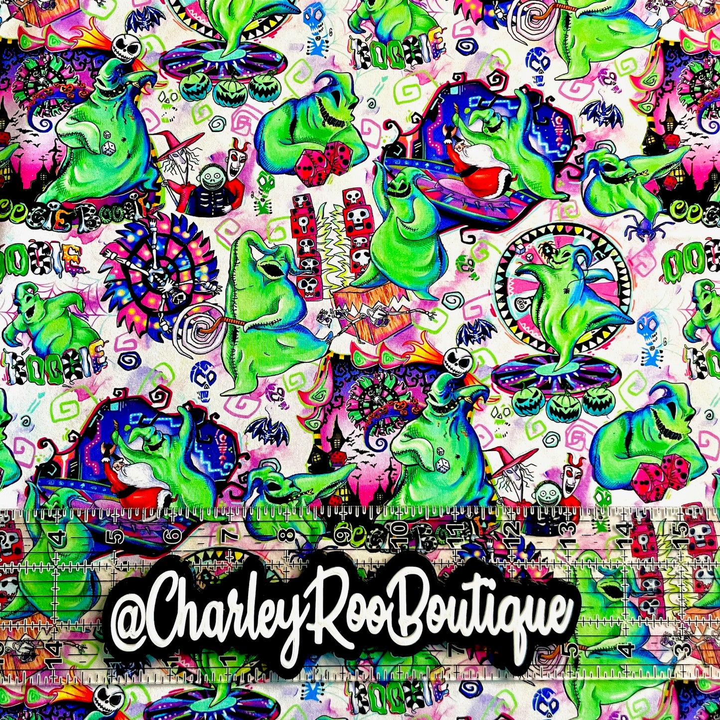 9x14 Tumbler Cut, Custom Fabric, CottonSpandex, High Quality, Tumbler Fabric, NBC, Boogeyman White