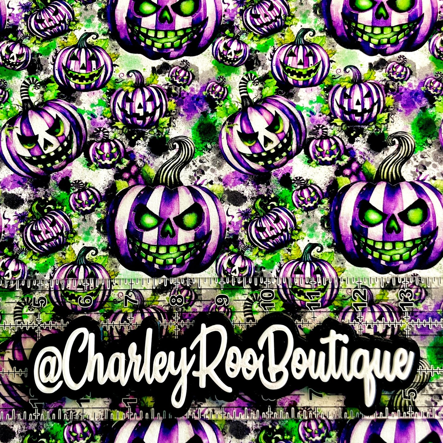 9x14 Tumbler Cut, Custom Fabric, CottonSpandex, High Quality, Tumbler Fabric, Halloween, Beetle Juice Pumpkins