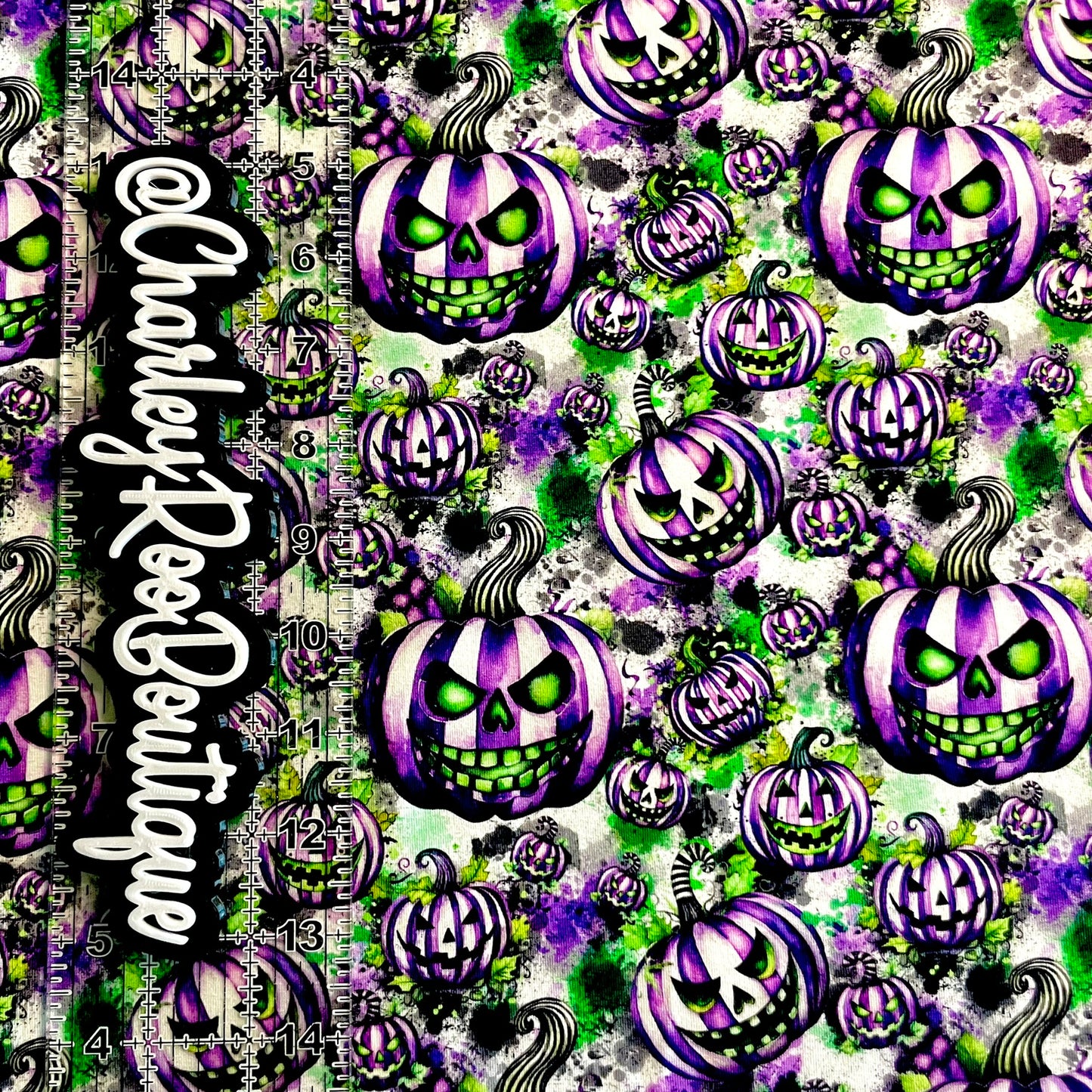 9x14 Tumbler Cut, Custom Fabric, CottonSpandex, High Quality, Tumbler Fabric, Halloween, Beetle Juice Pumpkins