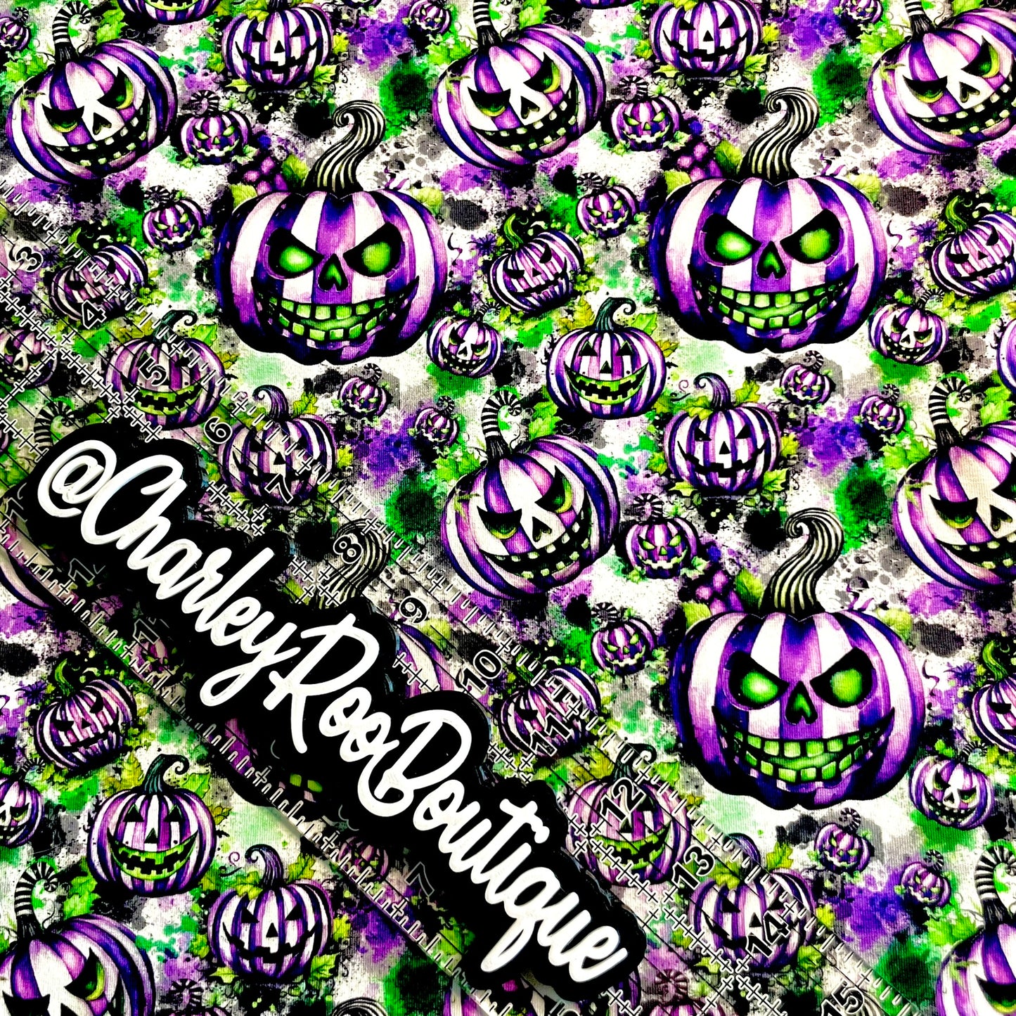 9x14 Tumbler Cut, Custom Fabric, CottonSpandex, High Quality, Tumbler Fabric, Halloween, Beetle Juice Pumpkins