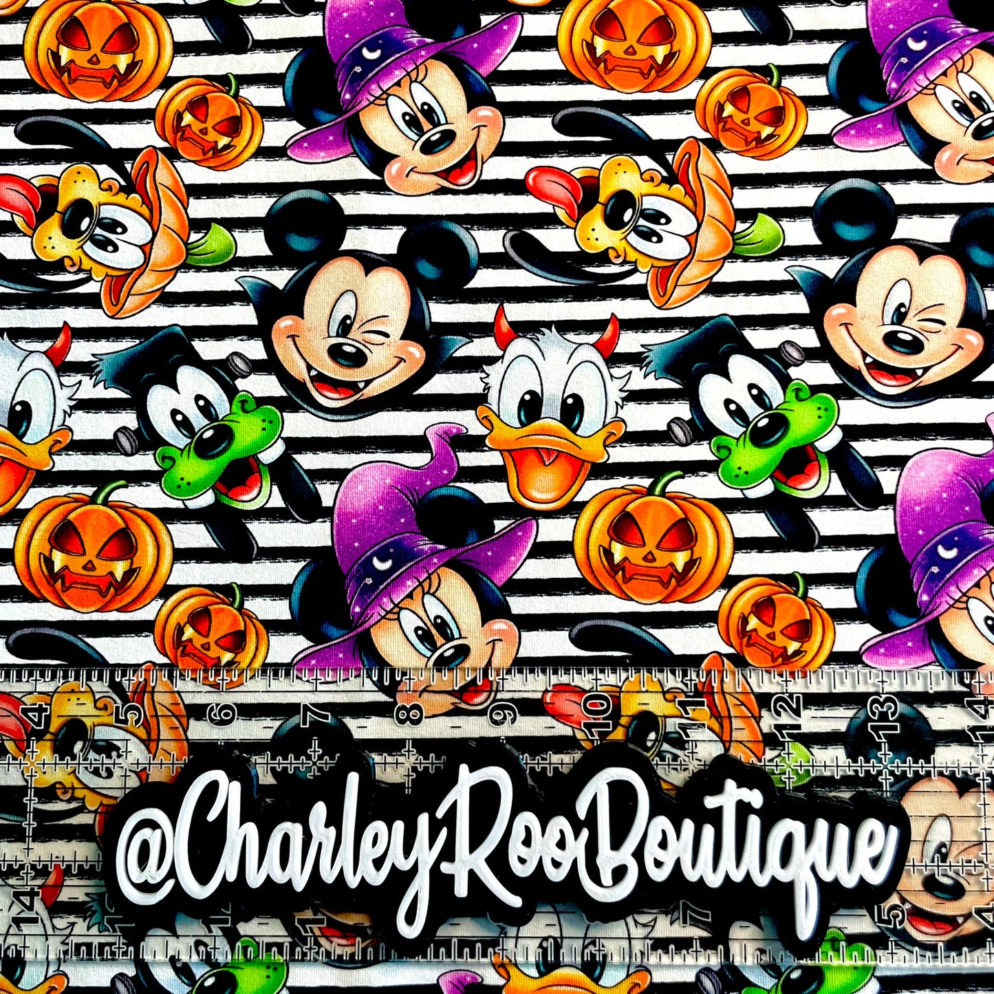 9x14 Tumbler Cut, Custom Fabric, CottonSpandex, High Quality, Tumbler Fabric, Halloween, Disney Halloween Stripe, Fab Five