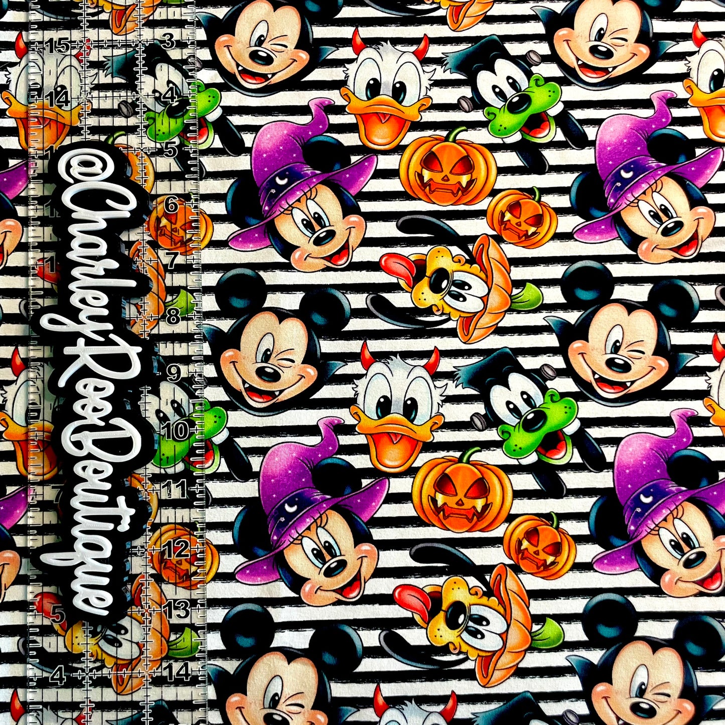 9x14 Tumbler Cut, Custom Fabric, CottonSpandex, High Quality, Tumbler Fabric, Halloween, Disney Halloween Stripe, Fab Five