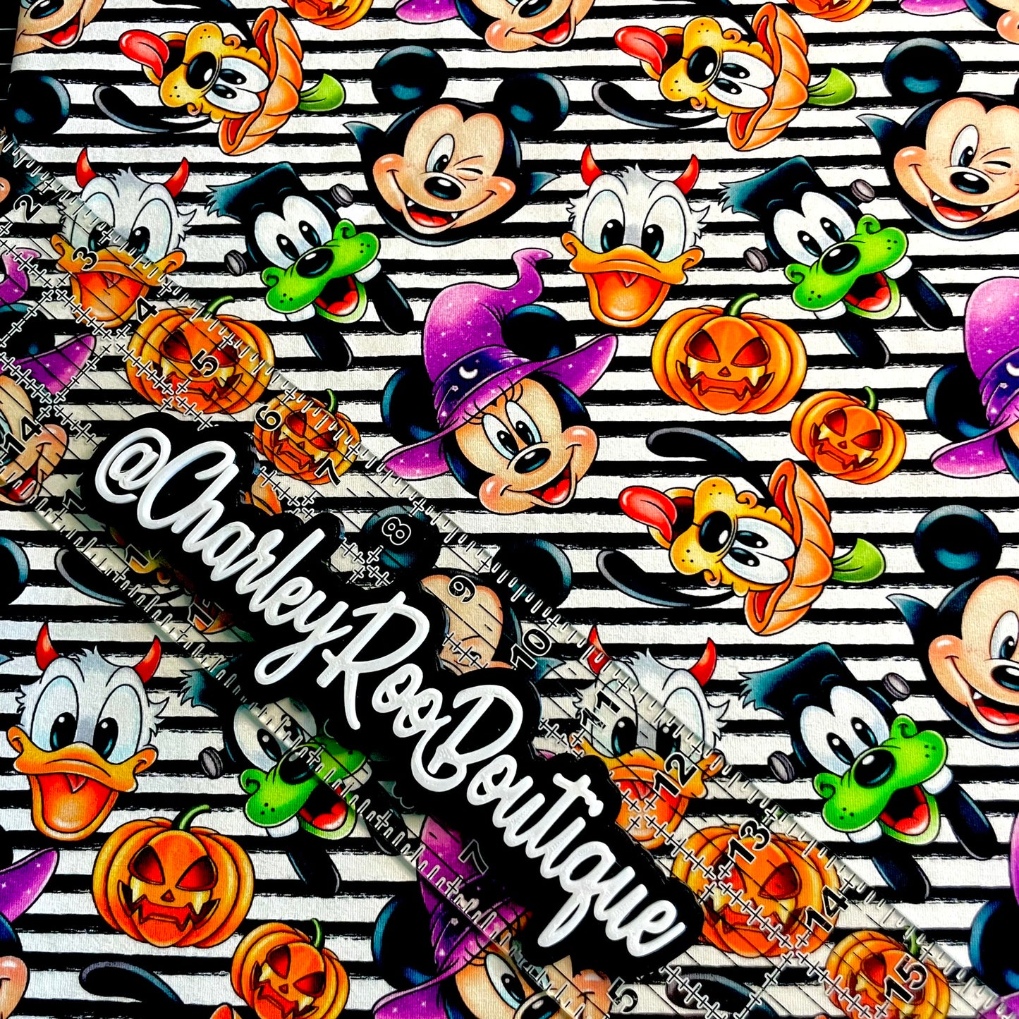 9x14 Tumbler Cut, Custom Fabric, CottonSpandex, High Quality, Tumbler Fabric, Halloween, Disney Halloween Stripe, Fab Five