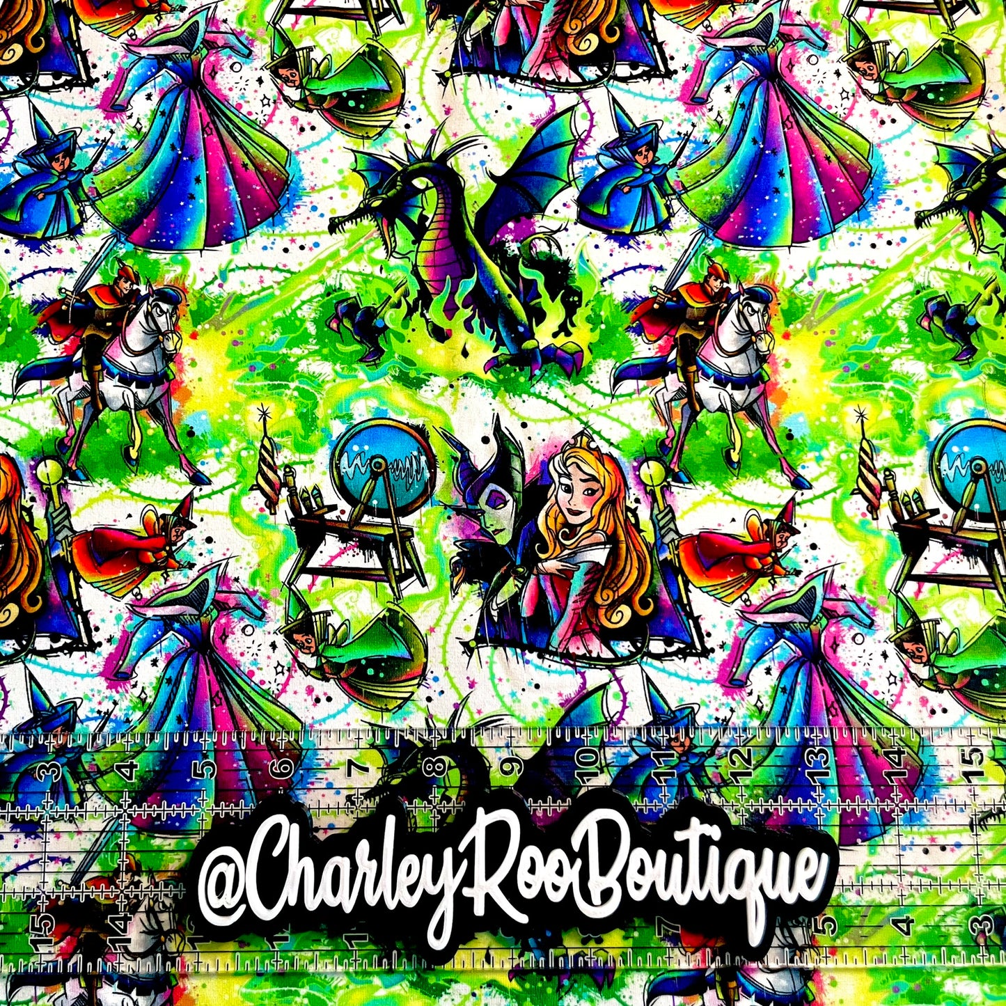 9x14 Tumbler Cut, Custom Fabric, CottonSpandex, High Quality, Tumbler Fabric, Sleeping Beauty, Mal