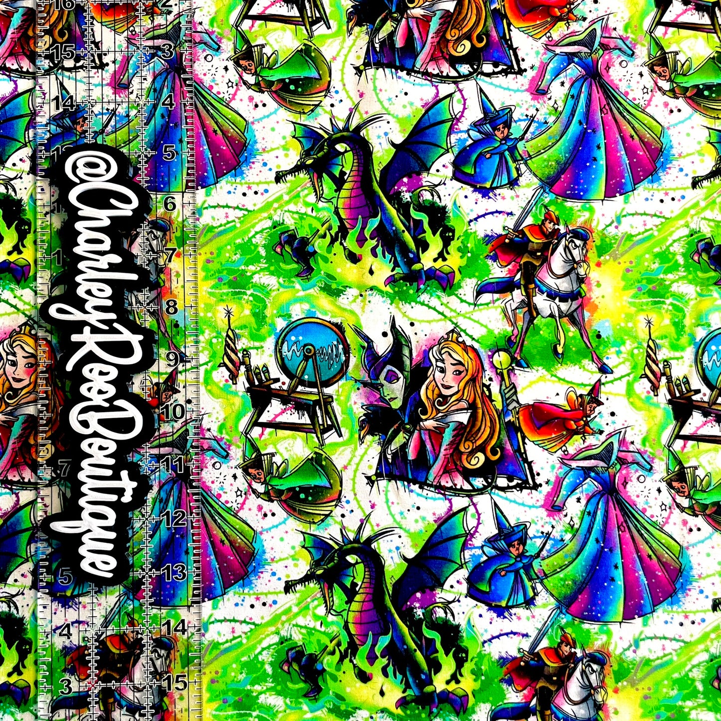 9x14 Tumbler Cut, Custom Fabric, CottonSpandex, High Quality, Tumbler Fabric, Sleeping Beauty, Mal