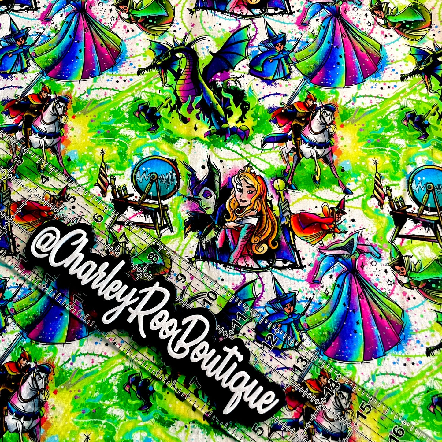 9x14 Tumbler Cut, Custom Fabric, CottonSpandex, High Quality, Tumbler Fabric, Sleeping Beauty, Mal