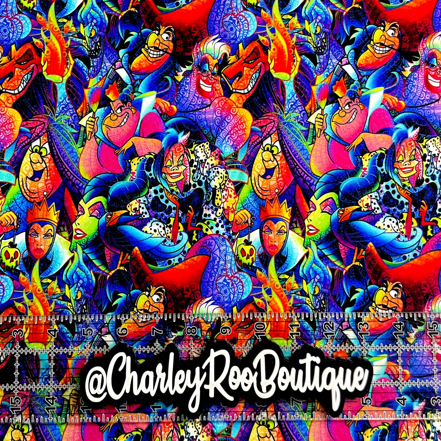 9x14 Tumbler Cut, Custom Fabric, CottonSpandex, High Quality, Tumbler Fabric, Villain Doodle, Vibrant