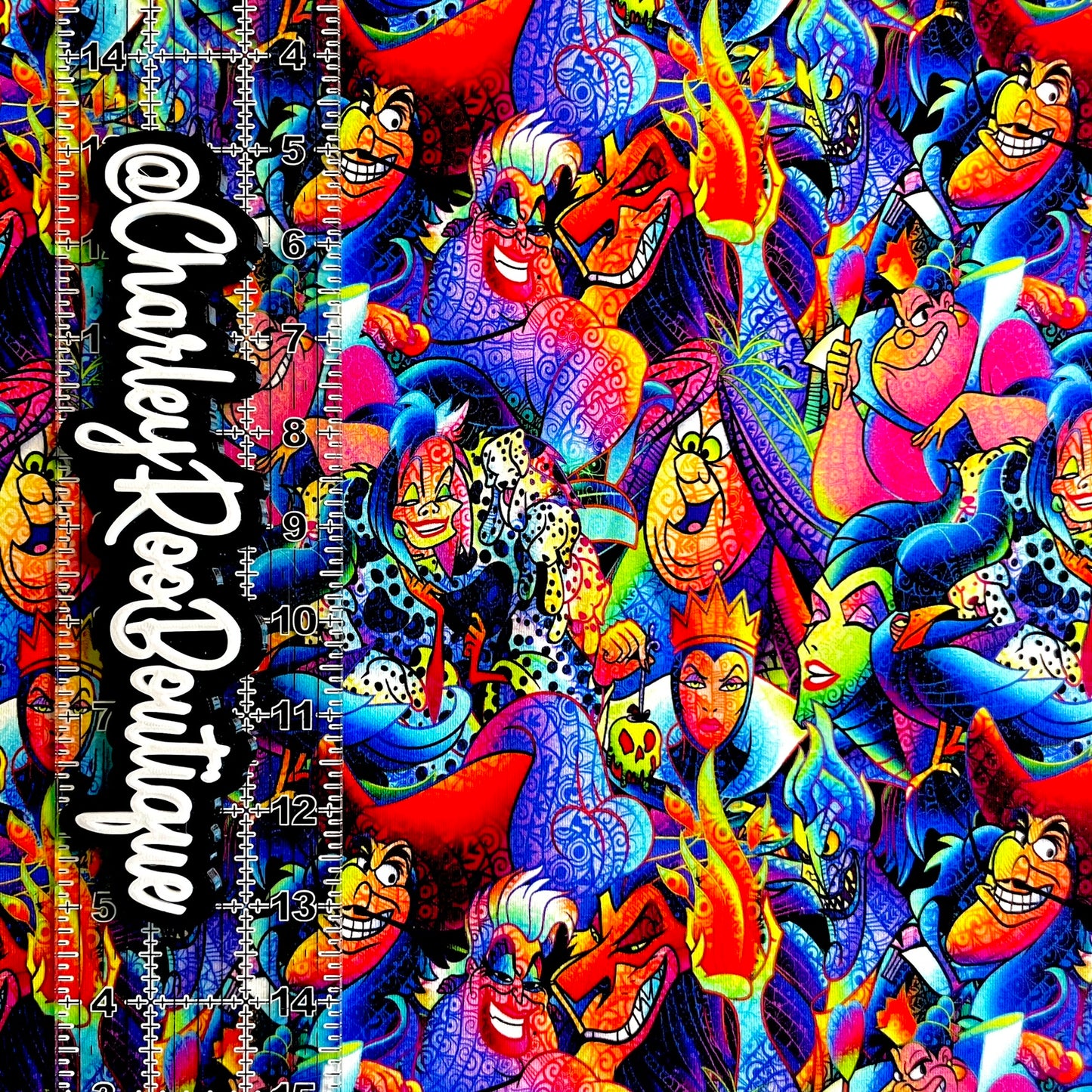 9x14 Tumbler Cut, Custom Fabric, CottonSpandex, High Quality, Tumbler Fabric, Villain Doodle, Vibrant