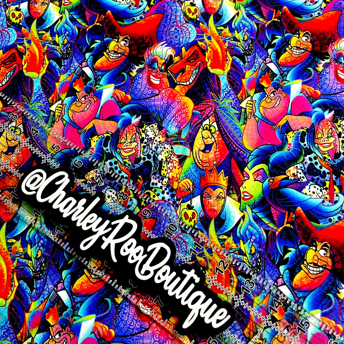 9x14 Tumbler Cut, Custom Fabric, CottonSpandex, High Quality, Tumbler Fabric, Villain Doodle, Vibrant