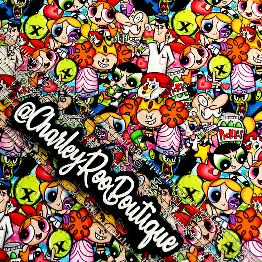 9x14 Tumbler Cut, Custom Fabric, CottonSpandex, High Quality, Tumbler Fabric, Power Girls, Toon Stack, Pickles, New
