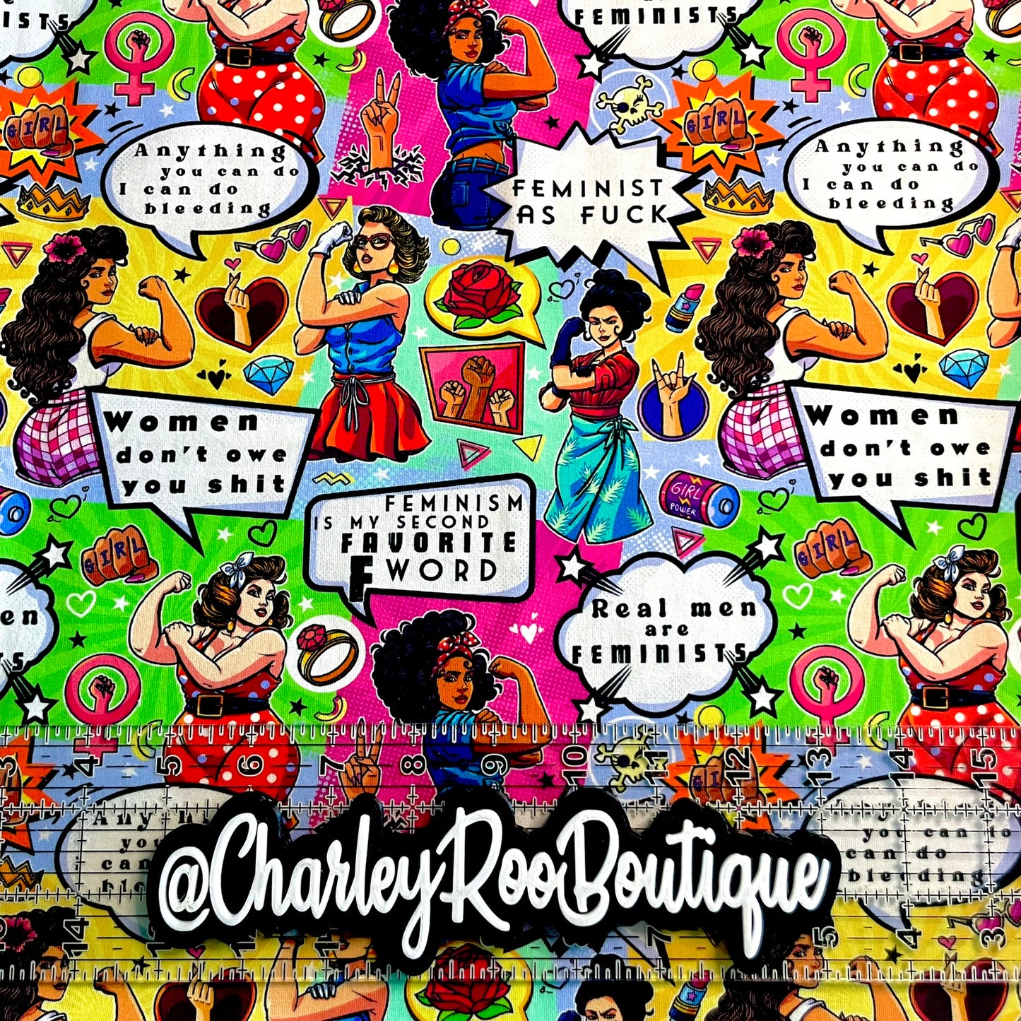 9x14 Tumbler Cut, Custom Fabric, CottonSpandex, High Quality, Tumbler Fabric, Adult, Retro, Feminist Power