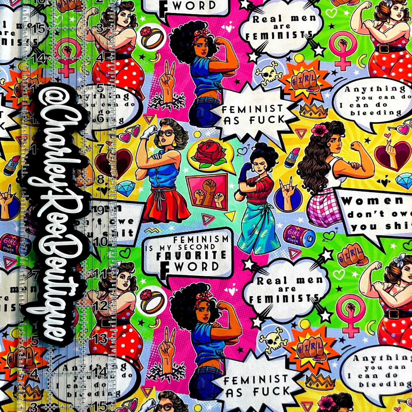 9x14 Tumbler Cut, Custom Fabric, CottonSpandex, High Quality, Tumbler Fabric, Adult, Retro, Feminist Power