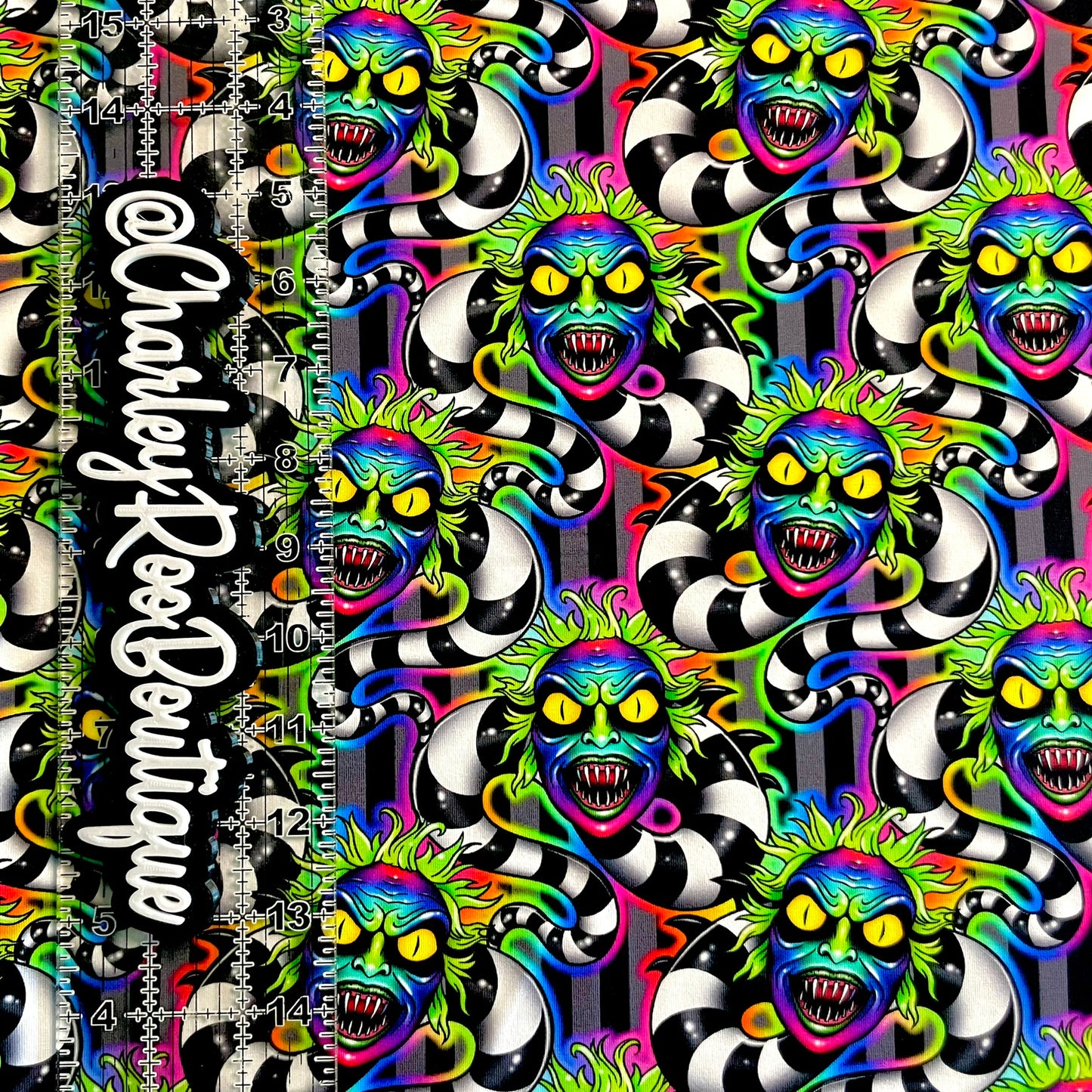 9x14 Tumbler Cut, Custom Fabric, CottonSpandex, High Quality, Tumbler Fabric, Beetle Juice, Rainbow Sandworm