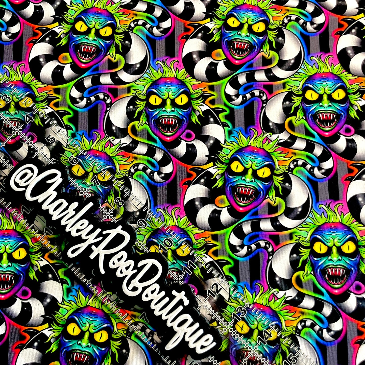 9x14 Tumbler Cut, Custom Fabric, CottonSpandex, High Quality, Tumbler Fabric, Beetle Juice, Rainbow Sandworm