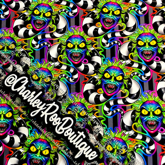 9x14 Tumbler Cut, Custom Fabric, CottonSpandex, High Quality, Tumbler Fabric, Beetle Juice, Rainbow Sandworm