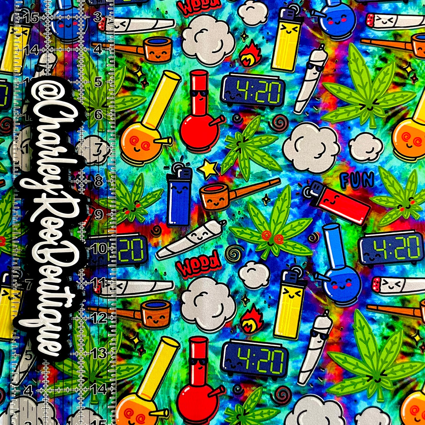 9x14 Tumbler Cut, Custom Fabric, CottonSpandex, High Quality, Tumbler Fabric, Adult, Stoner, 420 Icons, Tie Dye Weed