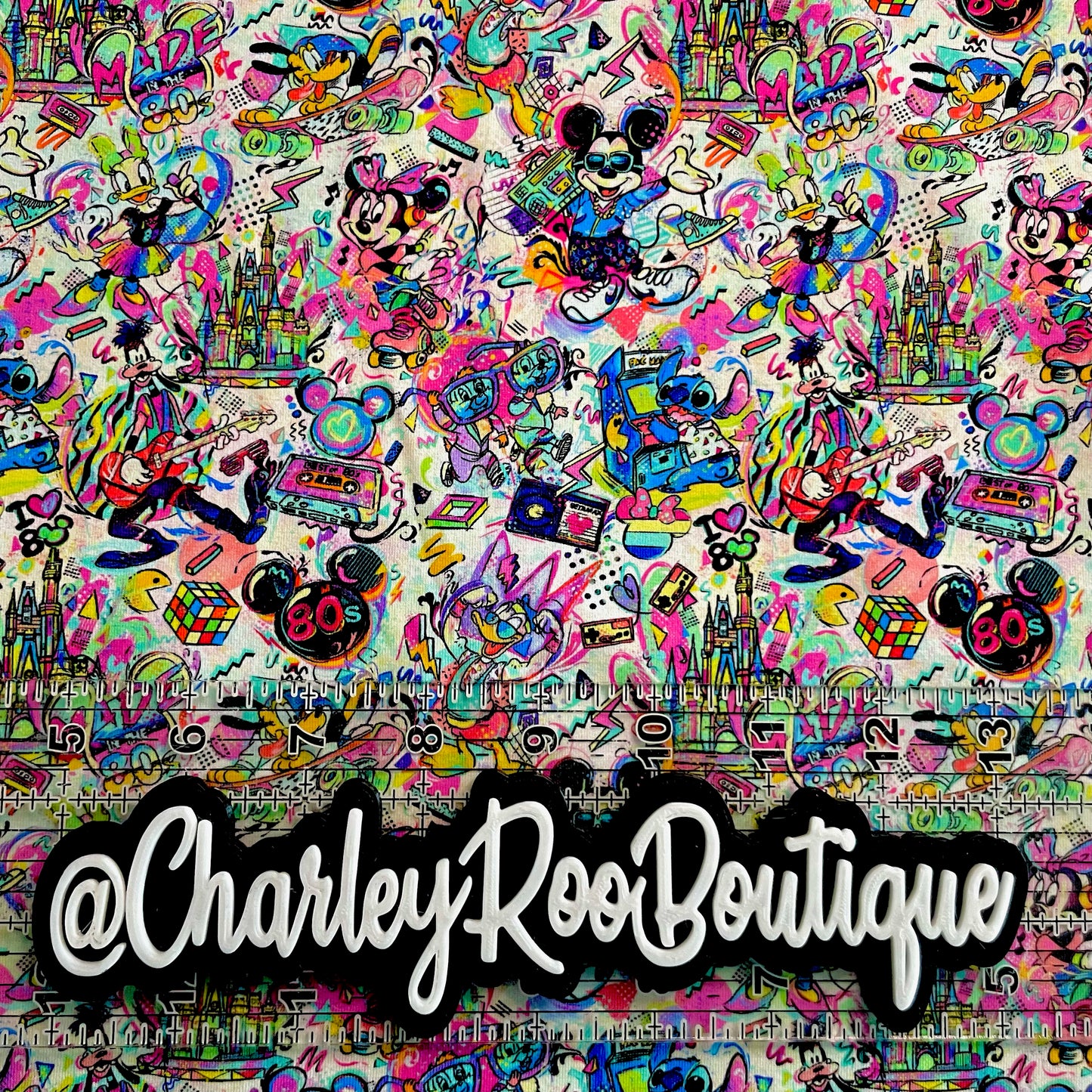 9x14 Tumbler Cut, Custom Fabric, CottonSpandex, High Quality, Mask Cut, Tumbler Fabric, 80s Disney Mashup, Small Scale