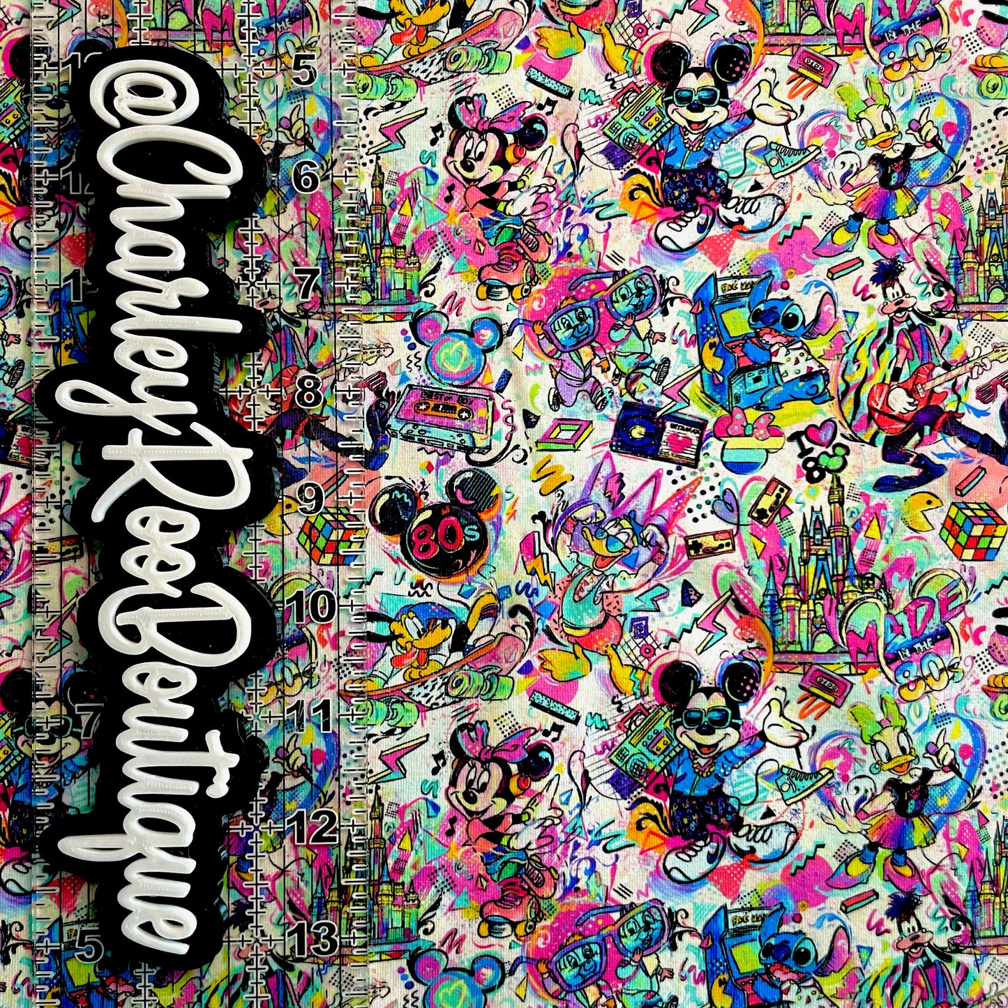 9x14 Tumbler Cut, Custom Fabric, CottonSpandex, High Quality, Mask Cut, Tumbler Fabric, 80s Disney Mashup, Small Scale