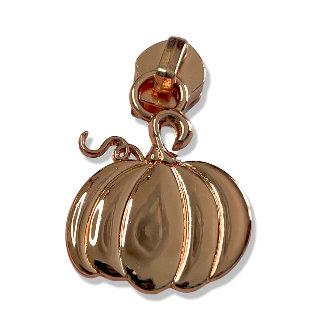 Zipper Pull, Pumpkin, Fall, Rose Gold