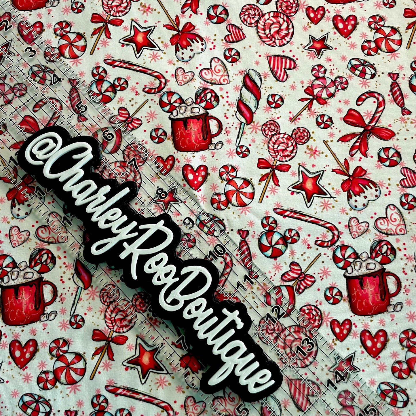 9x14 Tumbler Cut, Custom Fabric, CottonSpandex, High Quality, Mask Cut, Tumbler Fabric, Christmas, Xmas, Peppermint Mouse, Elements, Small Scale