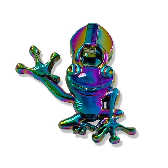 Zipper Pull, Friendly Frog, Rainbow