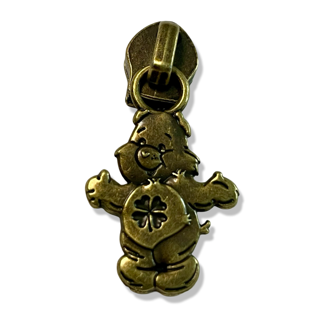 Zipper Pull, Silly Bear, CareBear, Antique Brass
