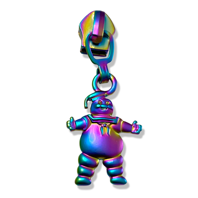 Zipper Pull, Marshmallow Man, Matte Rainbow