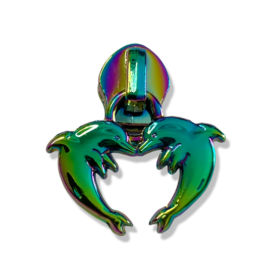 Zipper Pull, Dolphins, Rainbow
