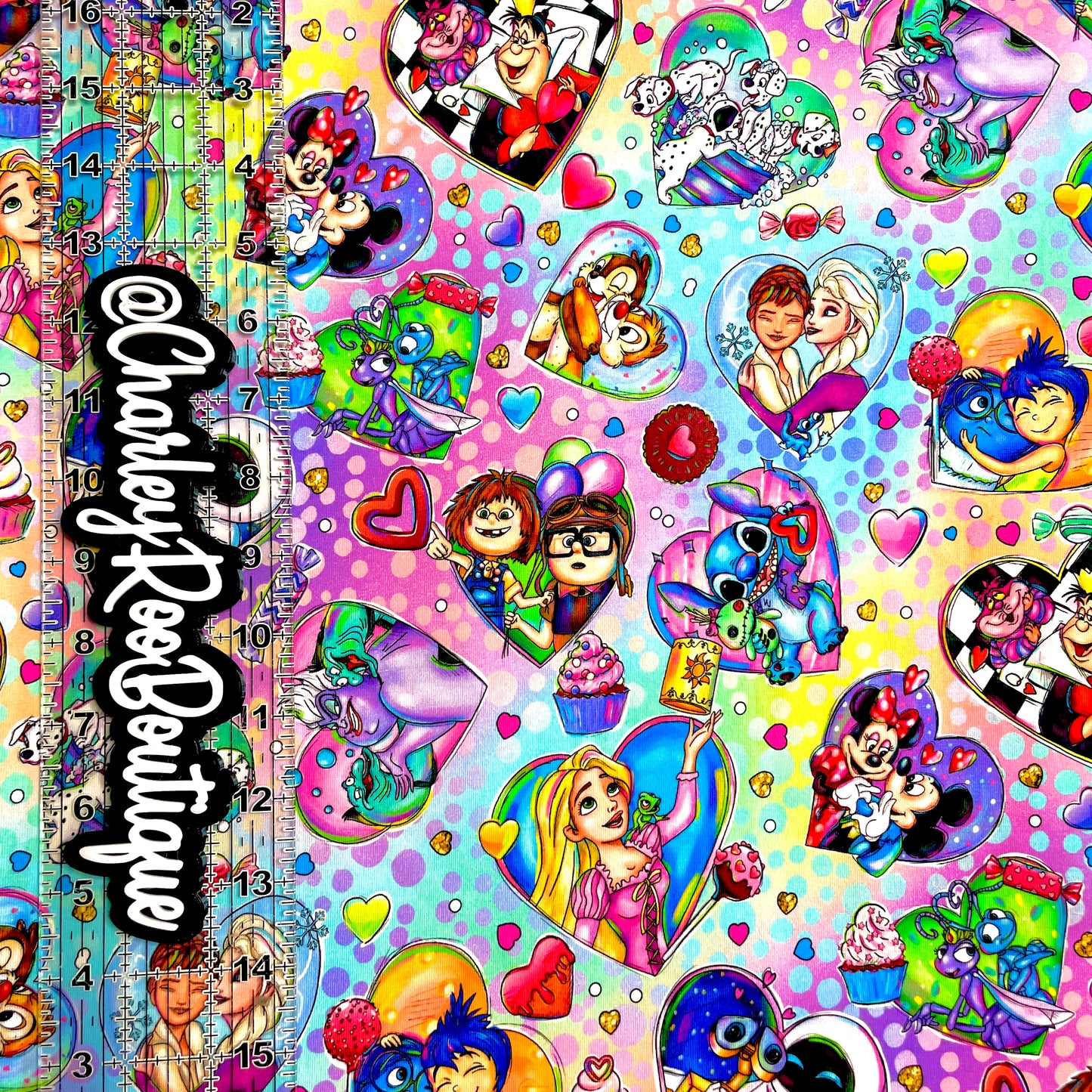 9x14 Tumbler Cut, Custom Fabric, CottonSpandex, High Quality, Mask Cut, Tumbler Fabric, Cartoons, Hearts, Perfect Pairs