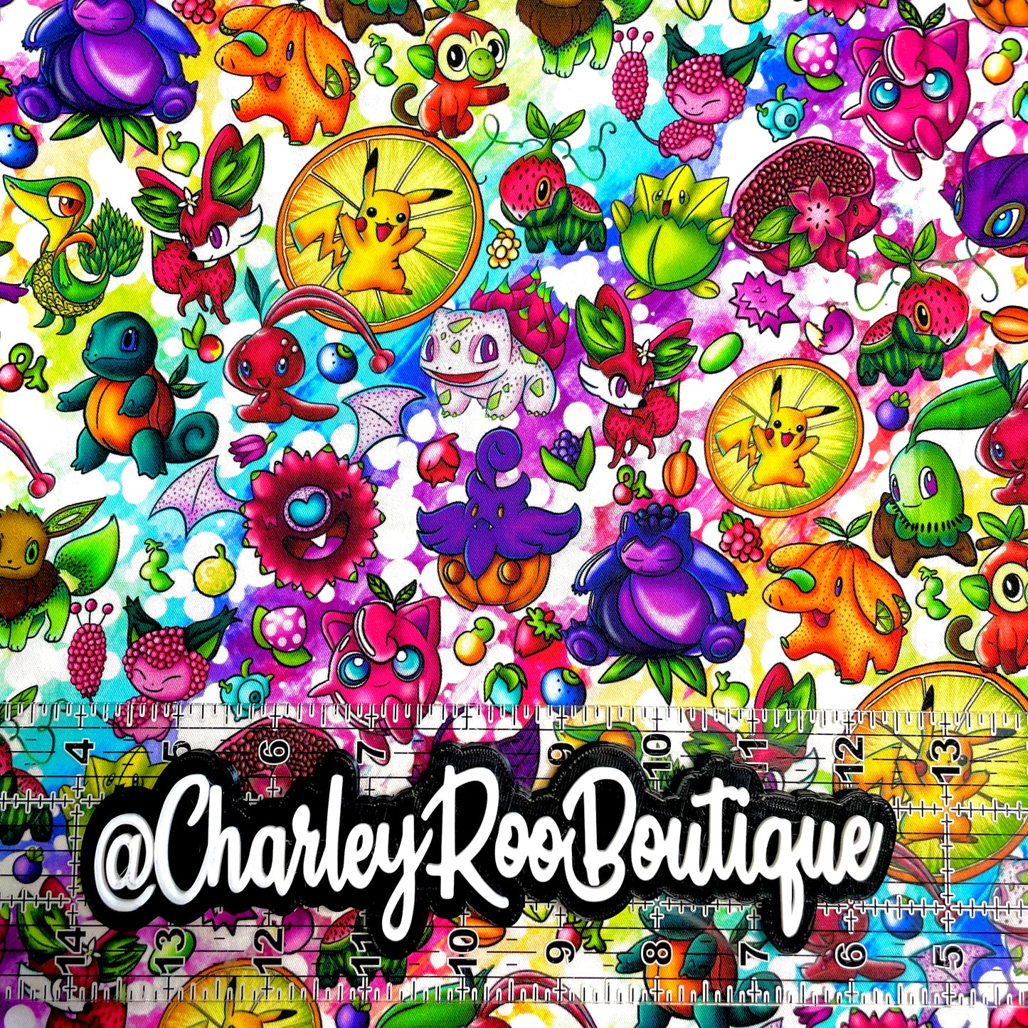 9x14 Tumbler Cut, Custom Fabric, CW Cotton Woven, High Quality, Mask Cut, Tumbler Fabric, Summer Fruits Pokémon