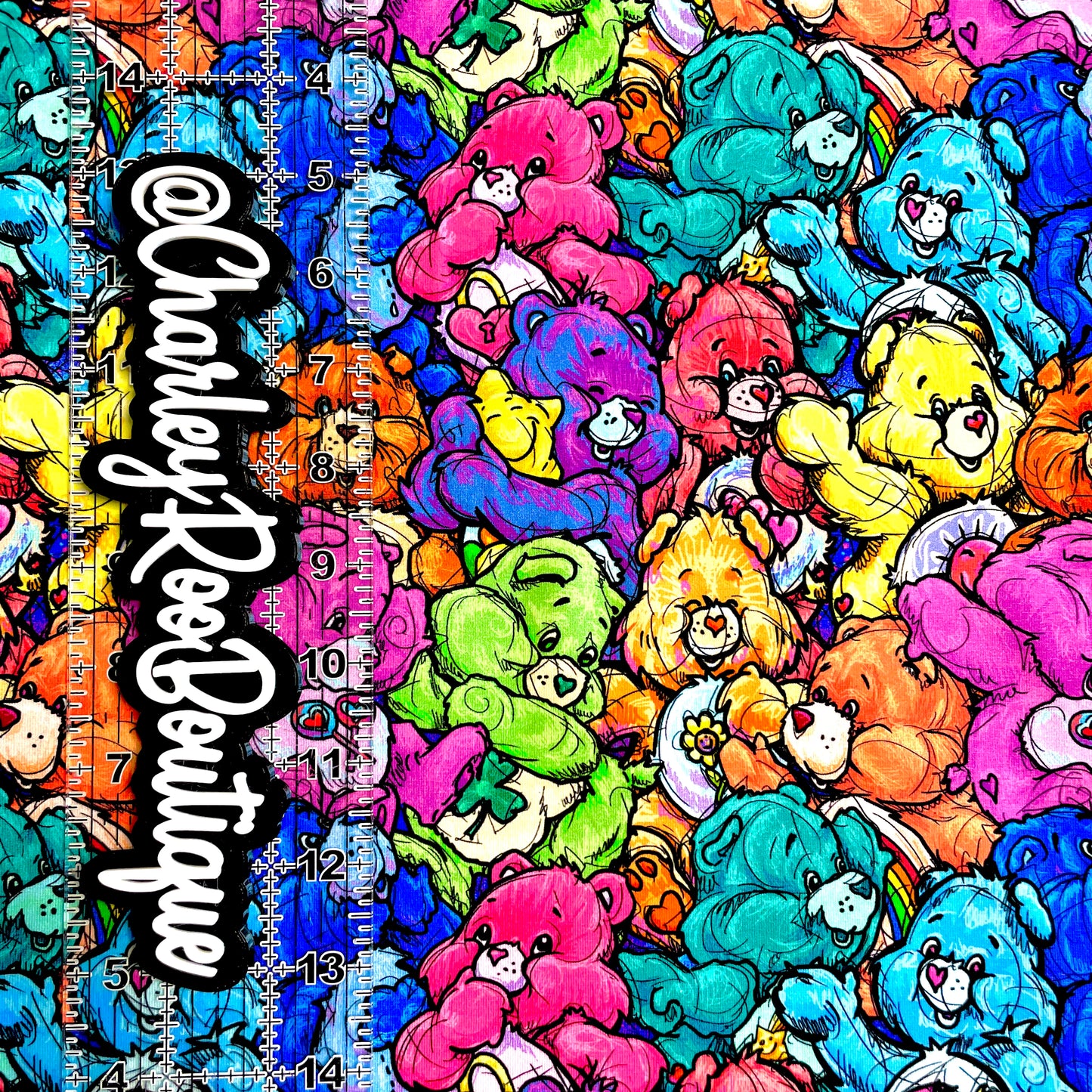 9x14 Tumbler Cut, Custom Fabric, CottonSpandex, High Quality, Mask Cut, Tumbler Fabric, Throwback, Care Bear Stack