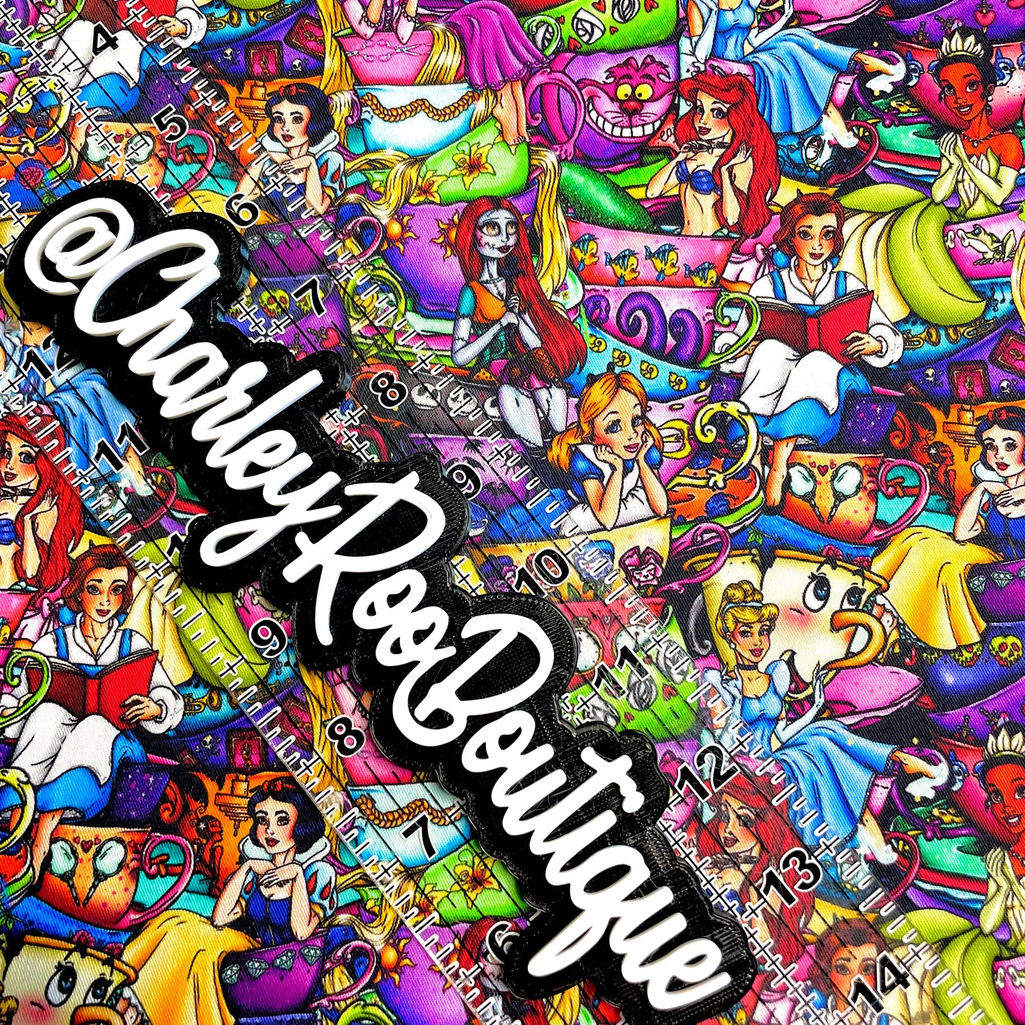 9x14 Tumbler Cut, Custom Fabric, CW Cotton Woven, High Quality, Mask Cut, Tumbler Fabric, New, Princess Teacups
