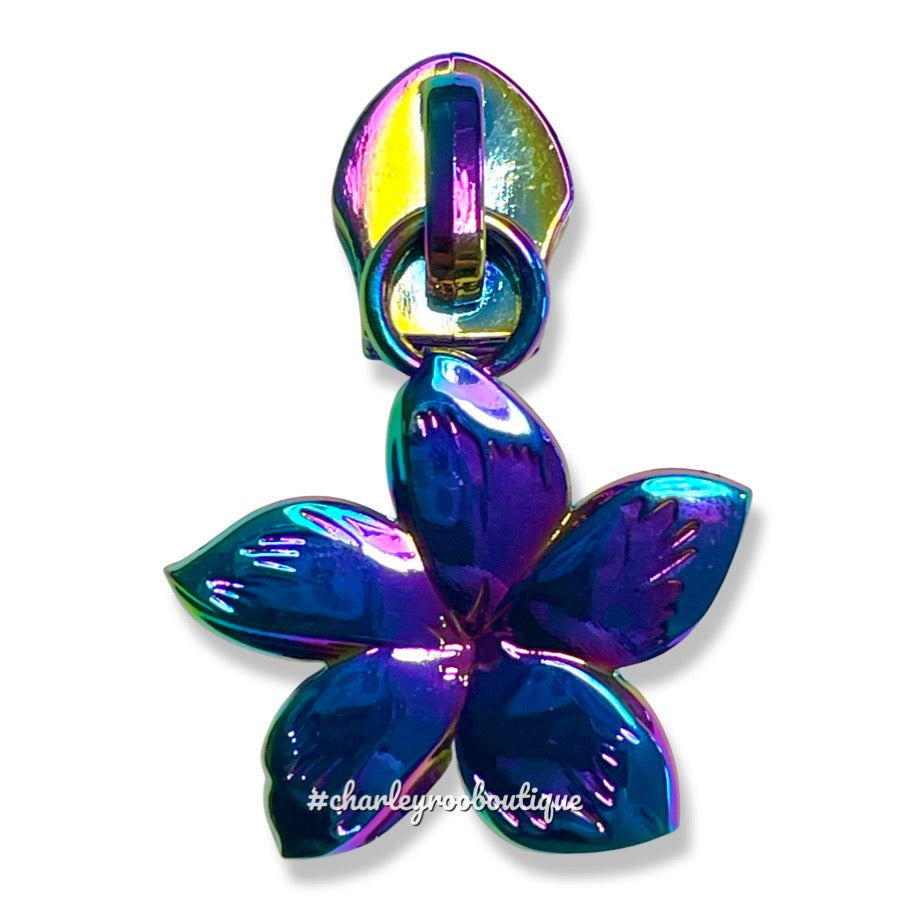 Zipper Pull, Plumeria, Rainbow