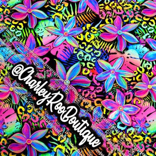 9x14 Tumbler Cut, Custom Fabric, CottonSpandex, High Quality, Mask Cut, Tumbler Fabric, Neon, Tropical Floral, Cheetah