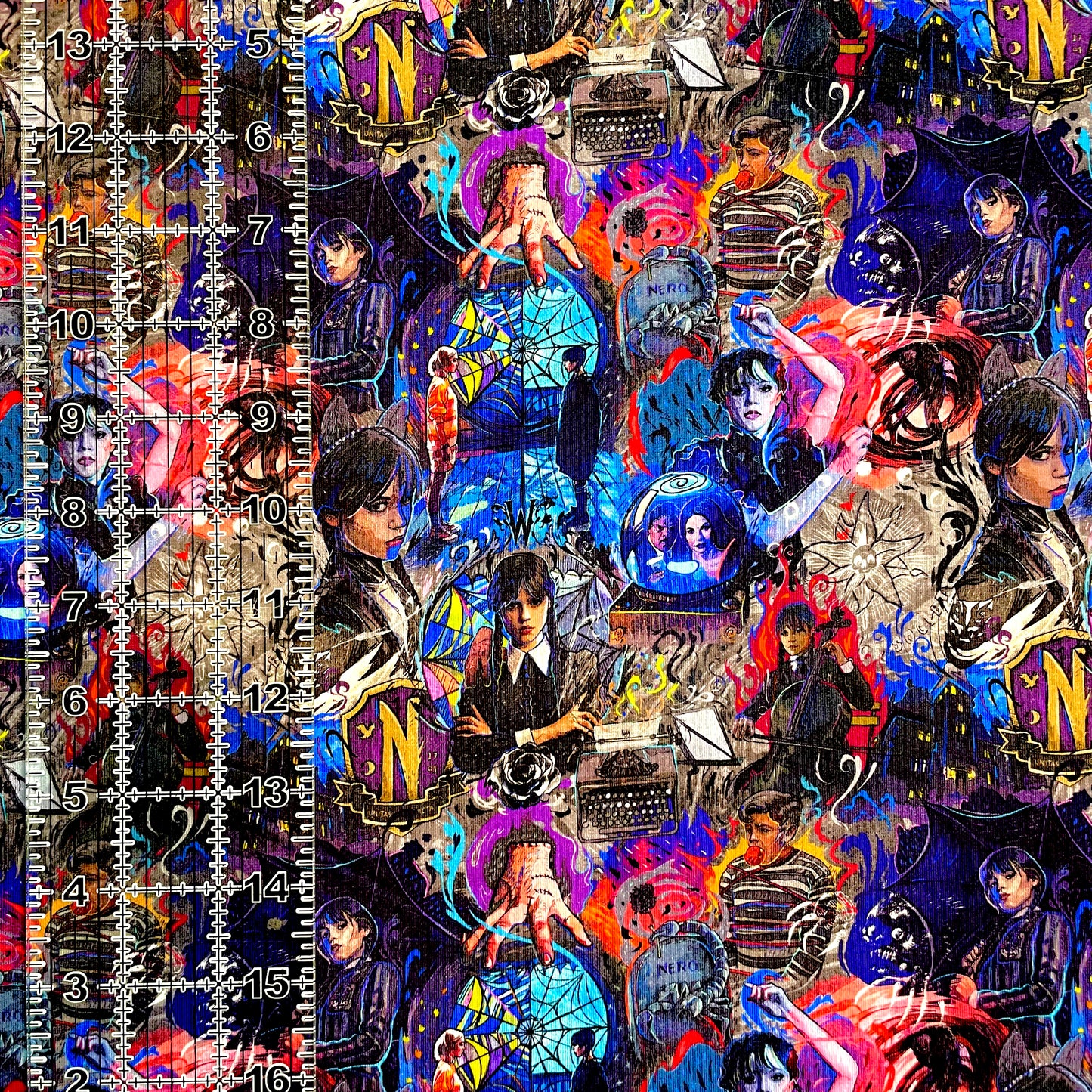 9x14 Tumbler Cut, Custom Fabric, CottonSpandex, High Quality, Mask Cut, Tumbler Fabric, Nevermore, Artistic Wednesday