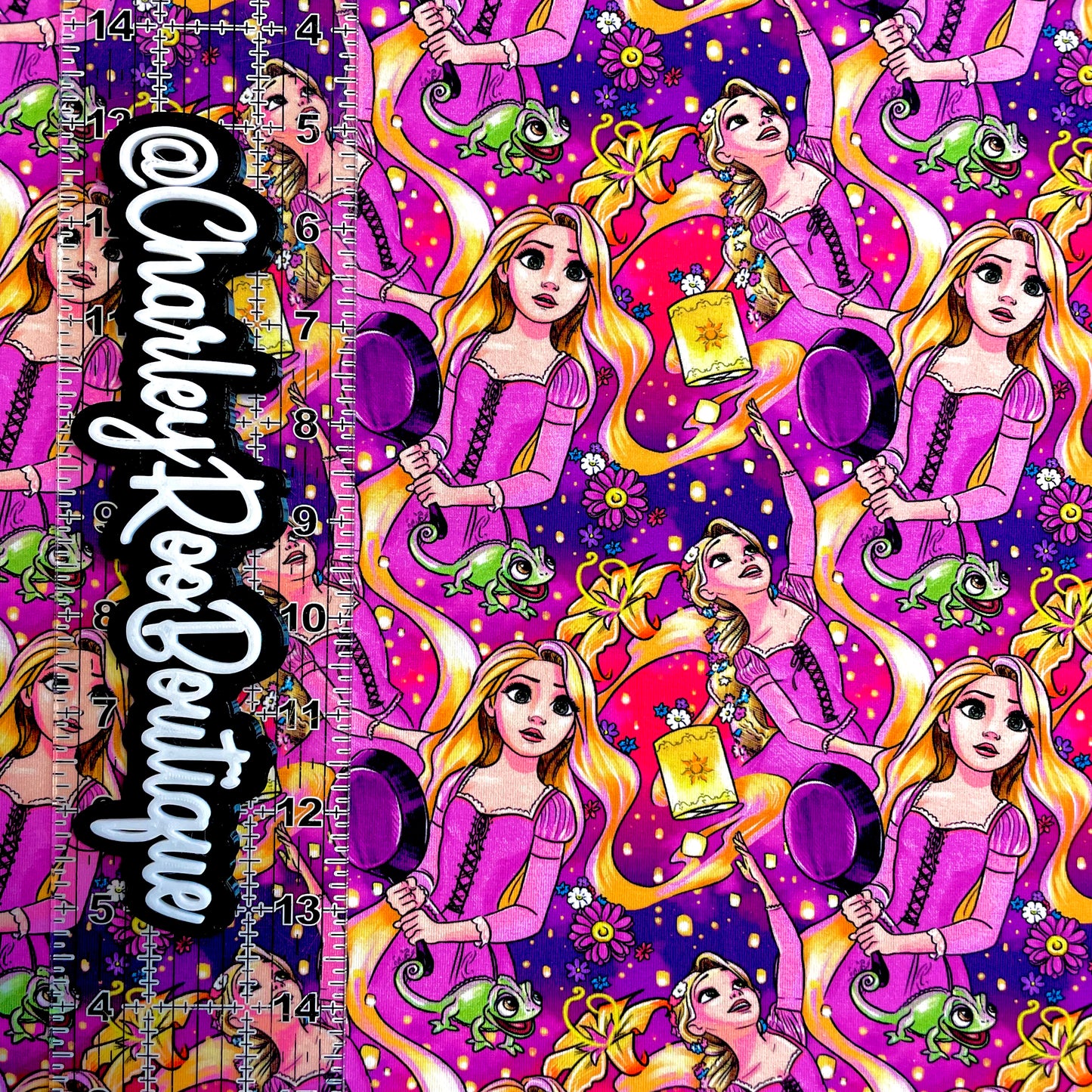 9x14 Tumbler Cut, Custom Fabric, CottonSpandex, High Quality, Mask Cut, Tumbler Fabric, Tangled, Purple