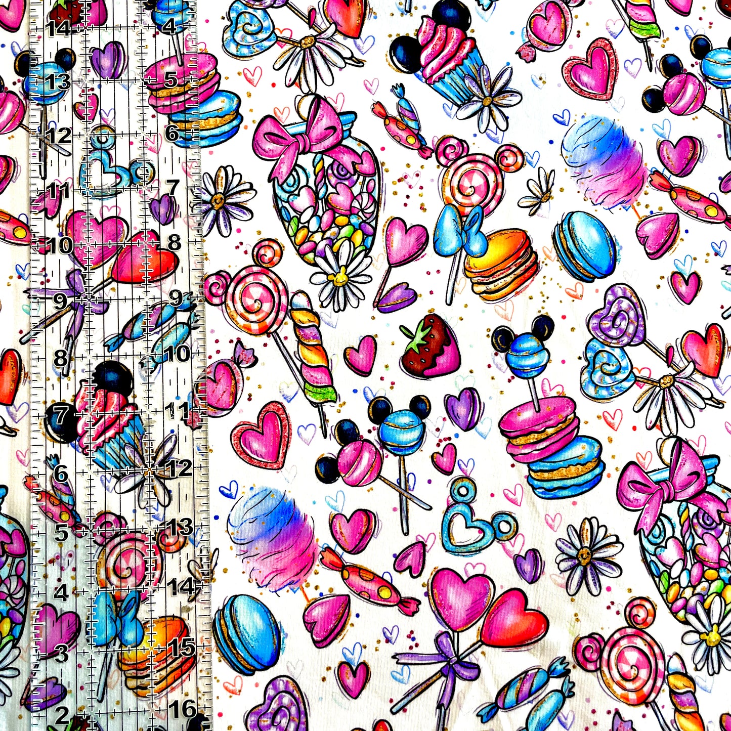 9x14 Tumbler Cut, Custom Fabric, CottonSpandex, High Quality, Mask Cut, Tumbler Fabric, Disney, Minnie, Sweet Treats