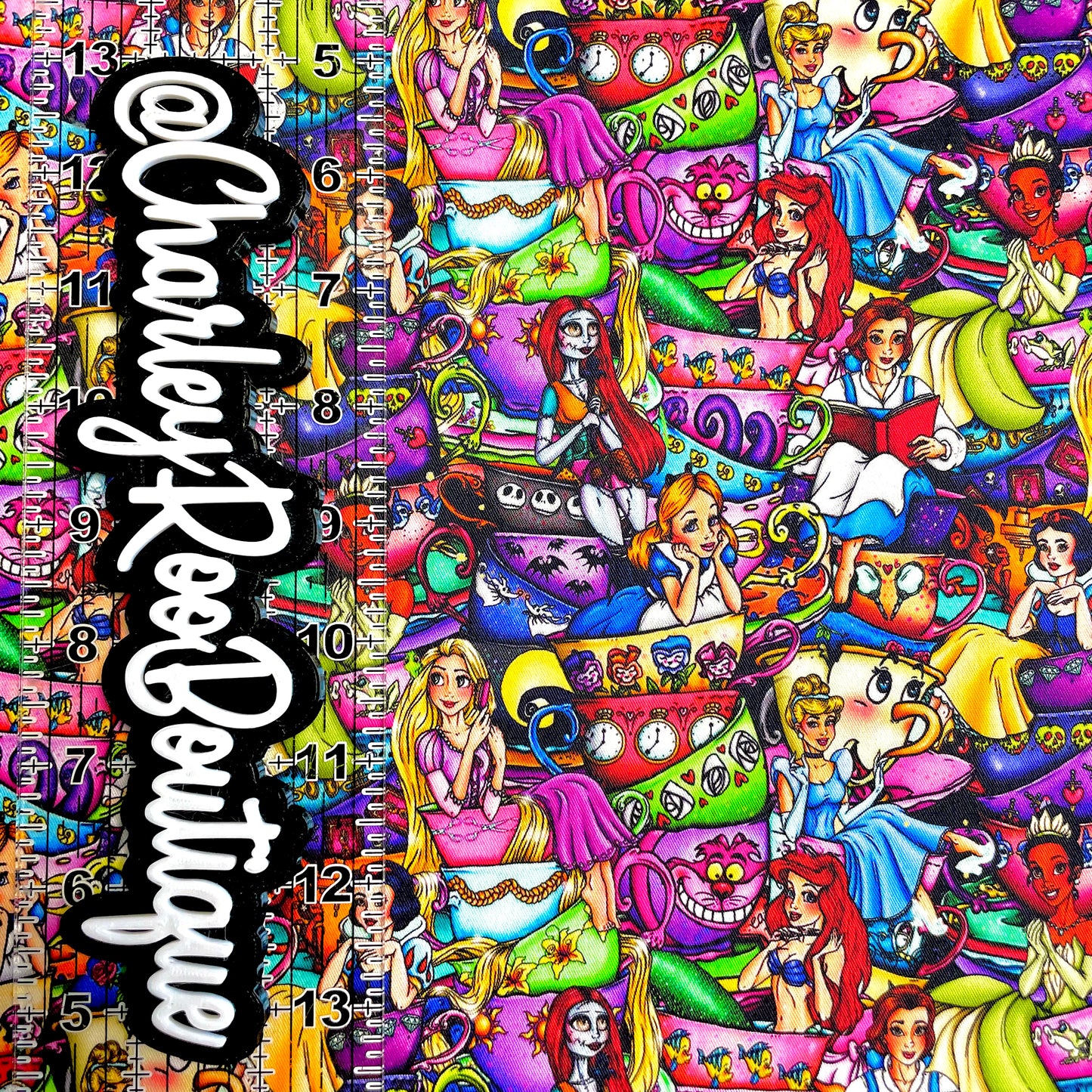 9x14 Tumbler Cut, Custom Fabric, CW Cotton Woven, High Quality, Mask Cut, Tumbler Fabric, New, Princess Teacups